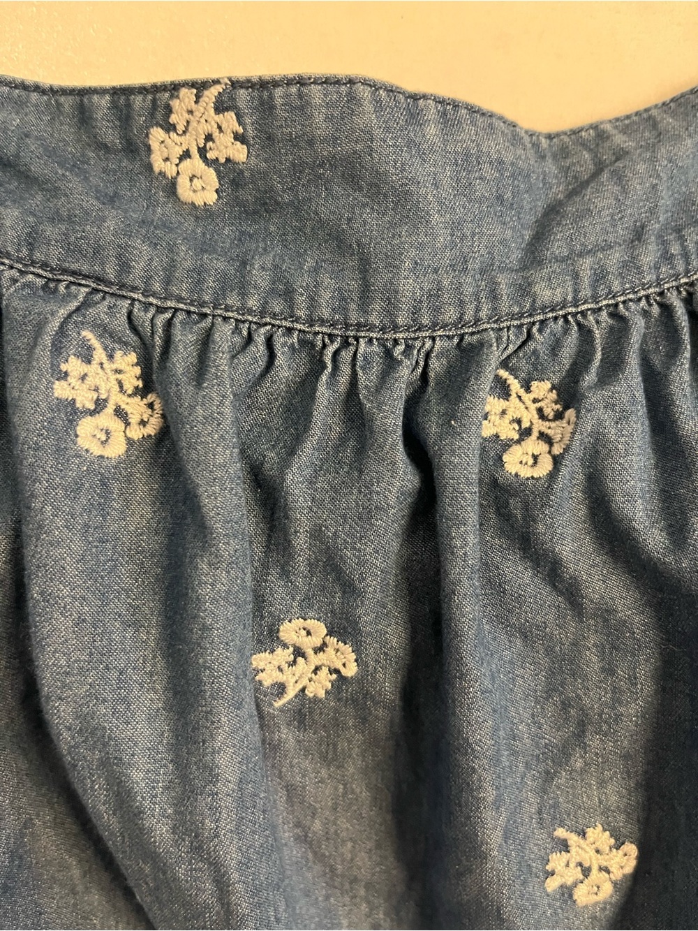 Draper James Blue Denim Square-Neck Embroidered Top - Picture 2 of 3